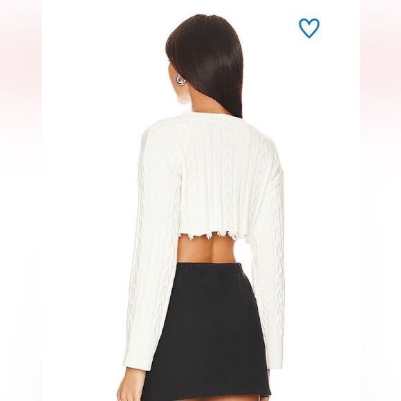 Superdown Adelita Crop Sweater Ivory white raw edge pullover top Revolve S NWT - Picture 4 of 12